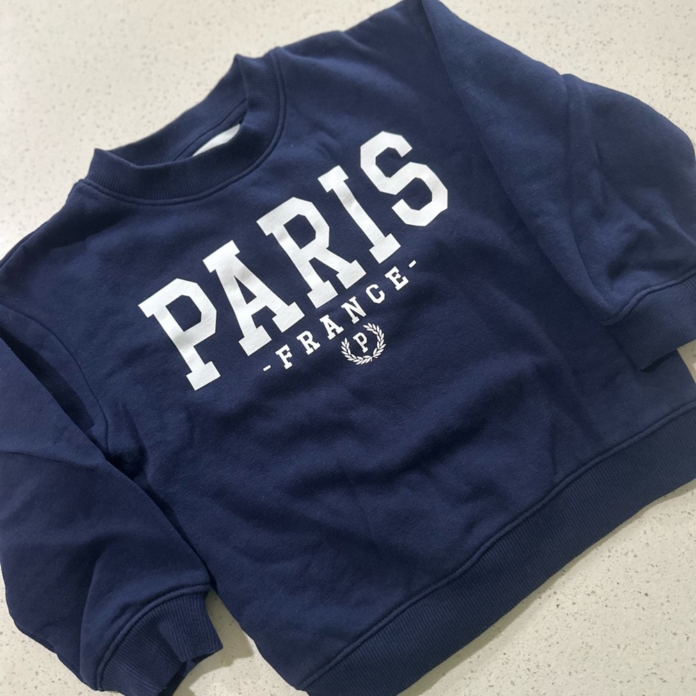 H&M Navy Blue Graphic Sweatshirt | Paris France sweater